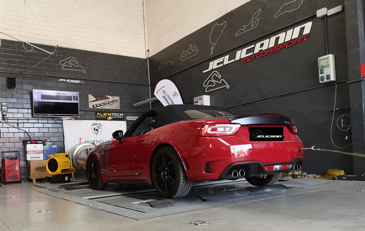 Abarth 124 Spider 1.4 MultiAir Turbo en el banco de potencia DynoMot 4x4 de Jelicanin Motorsport