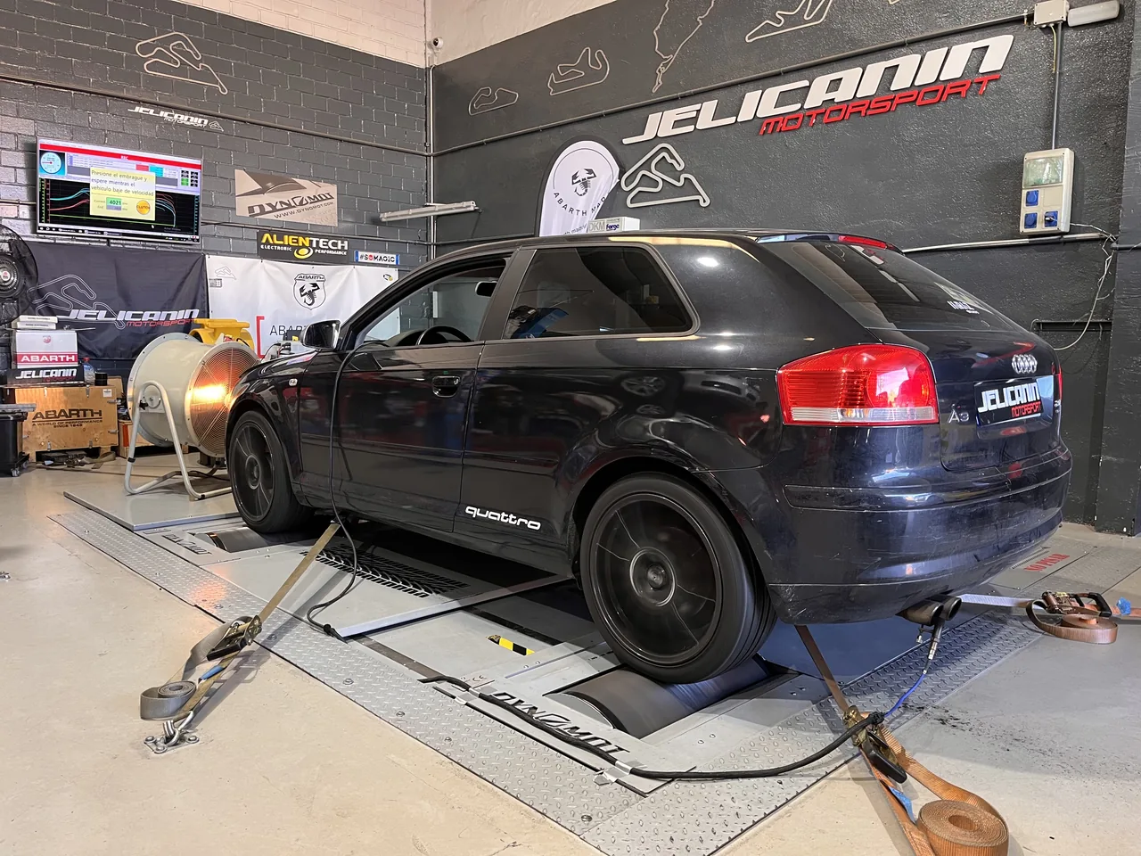 Audi A3 2.0 TFSI en el banco de potencia DynoMot 4x4 de Jelicanin Motorsport