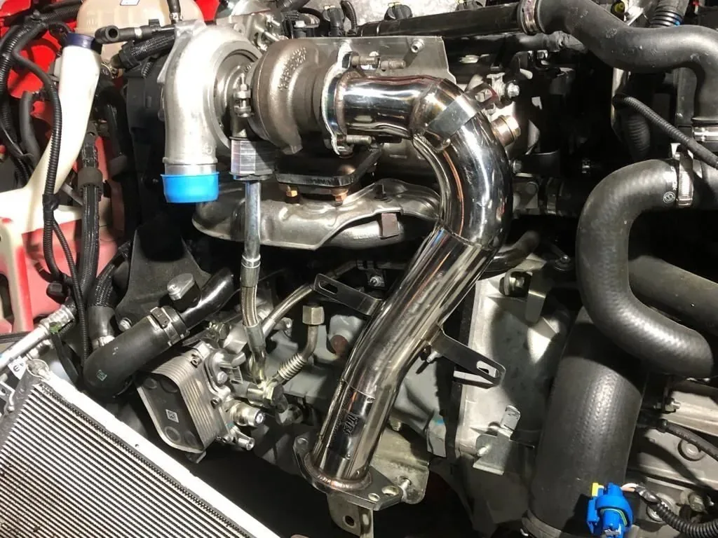 Turbo + tubos de aluminio pulido
